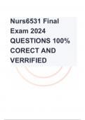 Nurs6531 Final Exam 2024 QUESTIONS 100% CORECT AND VERRIFIED
