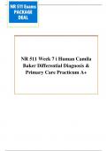 NR 511 Week 7 i Human Camila  Baker Differential Diagnosis &  Primary Care Practicum A+