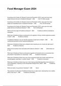 Food Manager Exam 2024 Questions And Answers