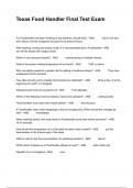 Texas Food Handler Final Test Exam  Questions And Answers