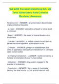 VA LRR Funeral Directing Ch. 28 Test Questions And Correct  Revised Answers