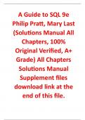 Solutions Manual for A Guide to SQL 9th Edition By Philip Pratt, Mary Last (All Chapters, 100% Original Verified, A+ Grade)
