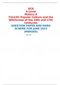 OCR A Level History A Y312/01 Popular Culture and the Witchcraze of the 16th and 17th Centuries QUESTION PAPER AND MARK SCHEME FOR JUNE 2023 (MERGED) 