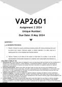 VAP2601 Assignment 2 (ANSWERS) 2024 - DISTINCTION GUARANTEED
