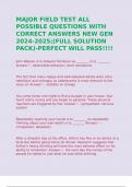 MAJOR FIELD TEST ALL POSSIBLE QUESTIONS WITH CORRECT ANSWERS NEW GEN 2024-2025;(FULL SOLUTION PACK)-PERFECT WILL PASS!!!!