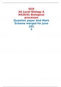 OCR AS Level Biology A H420/01 Biological processes Question paper And Mark Scheme merged for June 2023 