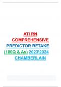 ATI RN  COMPREHENSIVE PREDICTOR RETAKE (180Q & As) 20232024  CHAMBERLAIN