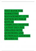 TEST BANK FOR MARKETING MANAGEMENT 15 TH EDITION BY PHILIP KOTLER COMPLETE CHAPTER LATEST 2023-2024 UPDATED WITH QUESTIONS AND RATIONALE ANSWERS GRADED A+