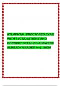 ATI MENTAL PROCTORED EXAM WITH 150 QUESTIONS AND CORRECT DETAILED ANSWERS ALREADY GRADED A+|| 2024
