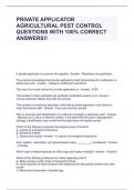PRIVATE APPLICATOR AGRICULTURAL PEST CONTROL QUESTIONS WITH 100% CORRECT ANSWERS!!
