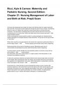 Ricci, Kyle & Carman: Maternity and Pediatric Nursing, Second Edition: Chapter 21: Nursing Management of Labor and Birth at Risk; PrepU Exam Questions And Answers