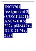 INC3701 Assignment 2 (COMPLETE ANSWERS) 2024 (688449) - DUE 21 May 2024