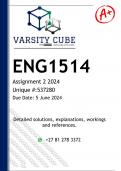ENG1514 Assignment 2 (DETAILED ANSWERS) 2024 - DISTINCTION GUARANTEED