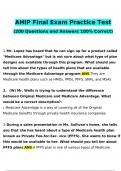AHIP Final Exam Practice Test Questions and Answers Latest (Verified Answers)