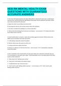 HESI RN MENTAL HEALTH EXAM QUESTIONS WITH GUARANTEED ACCURATE ANSWERS