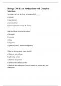 Biology 1301 Exam #1 Questions with Complete Solutions