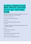 BEST REVIEW FLORIDA TERMITE EXAM NEW UPDATE 2024/2025  STUDY SET FOR FINAL  EXAM