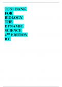 TEST BANK  FOR  BIOLOGY  THE  DYNAMIC  SCIENCE  4 TH EDITION  BY  RUSSELL  2024/2025  CORRECT