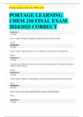BEST REVIEW PORTAGE LEARNING  CHEM 210 FINAL EXAM  2024/2025 CORRECT