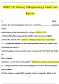 NURS 231 Nursing Pathophysiology Final Exam Review Questions and Answers (2024 / 2025) (Verified Answers)
