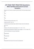 ATI TEAS TEST PRACTICE Questions With Verified Actual And Correct Answers