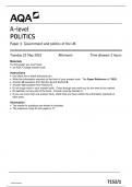AQA A LEVEL POLITICS 2023 QUESTION PAPER 1