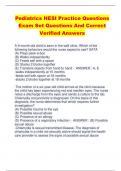 Pediatrics HESI Practice Questions Exam Set Questions And Correct  Verified Answers