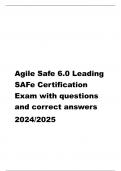 AGILE SAFE 6.0 LEADING SAFE CERTIFICATION EXAM REVISED 2024  QUESTIONS AND CORRECT ANSWERS ALREADY GRADED A+