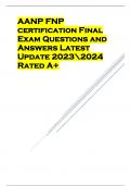 AANP FNP CERTIFICATION FINAL EXAM REVISED 2024 QUESTIONS AND CORRECT ANSWERS ALREADY GRADED A+