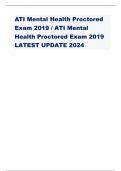 ATI MENTAL HEALTH PROCTORED EXAM 2019 NEWEST 2024 EXAM REVISED 2024 QUESTIONS AND CORRECT ANSWERS ALREADY GRADED A+