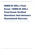 NIMS - IS 200.C  EXAM EXPERT PRACTICE QUESTIONS AND ANSWERS STUDY GUIDE BANK | VERIFIED DOCUMENT ALREADY GRADED A+