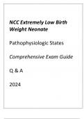 NCC ELBW (PATHOPHYSIOLOGIC STATES) COMPREHENSIVE EXAM GUIDE Q & A 2024.