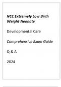 NCC ELBW (DEVELOPMENTAL CARE) COMPREHENSIVE EXAM GUIDE Q & A 2024
