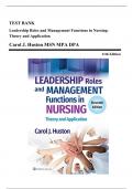 Test Bank: Leadership Roles and Management Functions in Nursing Theory and Application, 11th Edition by Marquis - Chapters 1-25, 9781975193065 | Rationals Included