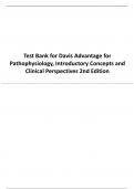 Test Bank for Davis Advantage for Pathophysiology, Introductory Concepts and Clinical Perspectives 2nd Edition