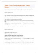 State Farm Fire Independent Policy Exam Questions And Answers With Complete Solutions 100% Correct Answers