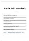Public Policy Analysis Course Notes