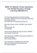 BIOD 151 Module 2 Exam Questions  and Verified Answers- Portage  Learning (GRADED A+)