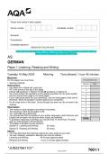 2023 AQA AS GERMAN 7661/1 Paper 1 Listening, Reading and Writing Question Paper &  Mark scheme (Merged) June 2023 [VERIFIED