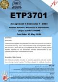 ETP3701 Assignment 4 (COMPLETE ANSWERS) Semester 1 2024 (590015) - DUE 22 May 202