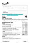 2023 AQA GCSE FRENCH 8658/LH Paper 1 Listening Higher Tier Question Paper & Mark scheme (Merged) June 2023 [VERIFIED]