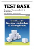 Test Bank for Essentials of Nursing Leadership & Management 7th Edition y Sally A Weiss. Ruth M Tappen  9780803669536 Chapter 1-16 Complete Guide.