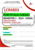 LCR4803 PORTFOLIO MEMO - MAY/JUNE 2024 - SEMESTER 1 - UNISA - DUE DATE :- 15 MAY 2024 (DETAILED ANSWERS WITH FOOTNOTES AND BIBLIOGRAPHY - DISTINCTION GUARANTEED!)