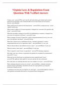 Virginia Laws & Regulations Exam Questions With Verified Answers