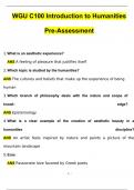 WGU C100 Introduction to Humanities Pre-Assessment Exam Questions with 100% Correct Answers | Updated & Verified