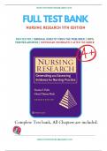 Test Banks For Nursing Research: Generating and Assessing Evidence for Nursing Practice  11th Edition by Denise Polit; Cheryl Becky 9781975110642 Chapter 1-33 Complete Guide.
