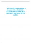 MAT 240 SOPHIA (Introduction to  Statistics) UNIT 3 MILESTONE 3 QUESTIONS AND ANSWERS WITH  RATIONALES VERIFIED by EXPERT (SNHU