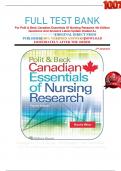 FULL TEST BANK For Polit & Beck Canadian Essentials Of Nursing Research 4th Edition Questions And Answers Latest Update Graded A+  