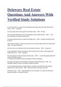 Delaware Real Estate Questions And Answers With Verified Study Solutions