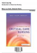 Test Bank: Introduction to Critical Care Nursing, 7th Edition by Mary Lou Sole - Chapters 1-21, 9780323377034  | Rationals Included